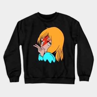Cute Anime Girl With Red Flash on Her Face Crewneck Sweatshirt